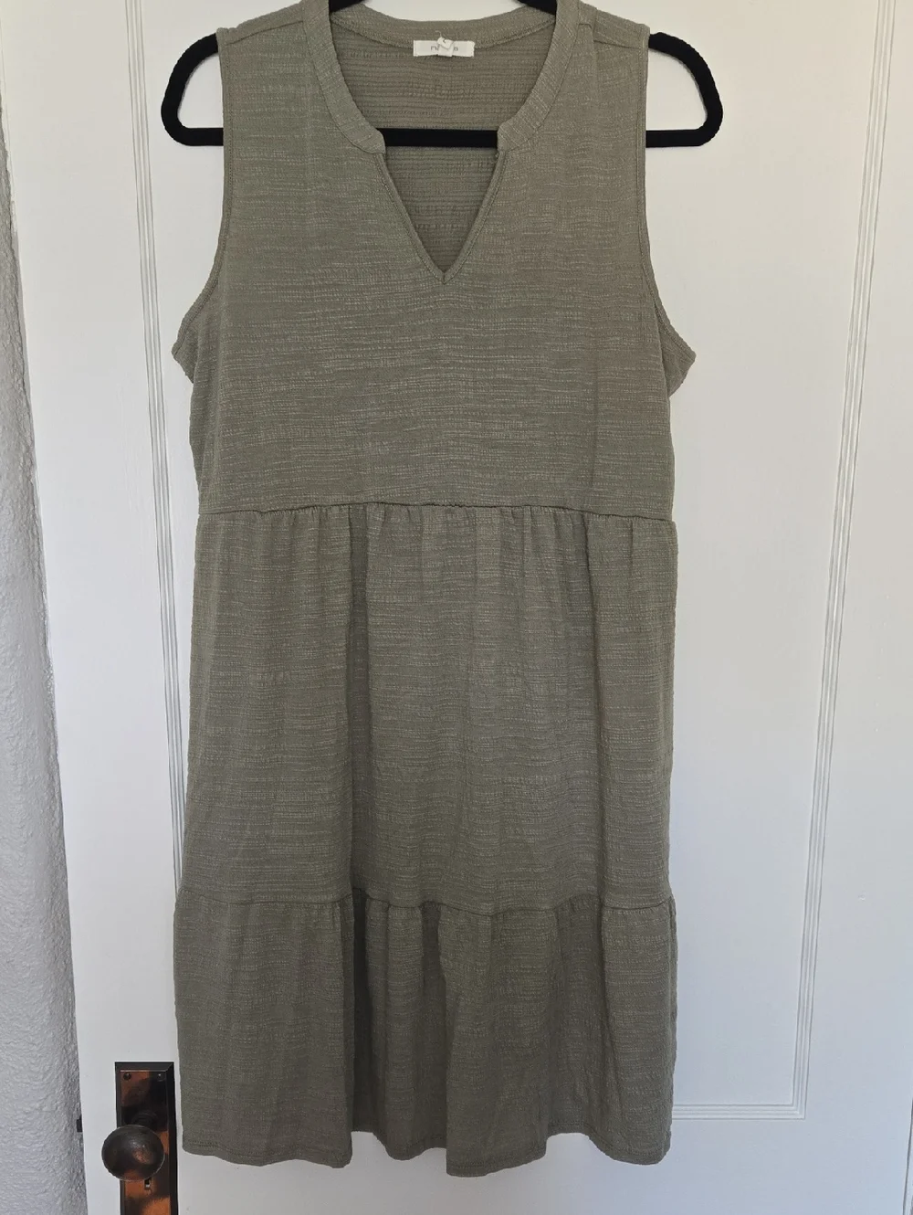 Maurices Olive Green Sleeveless V-Neck Tiered Midi Dress - Picture 1 of 2